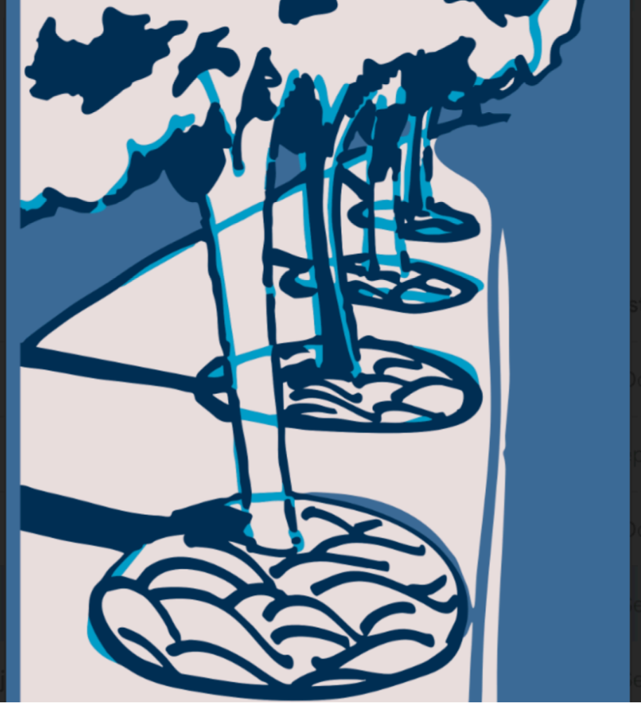 Abstract illustration of row of trees in winter