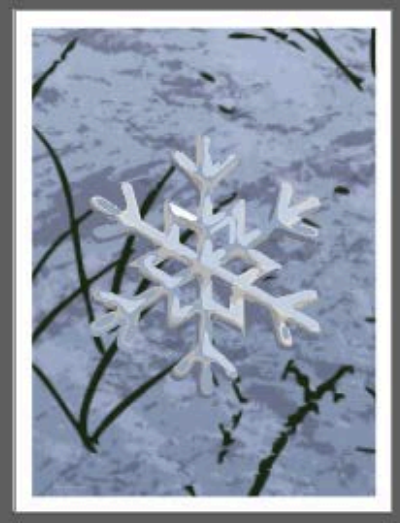 Postcard with close-up of snowflake