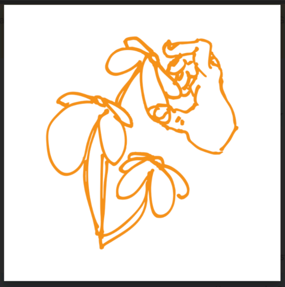 Illustration of orange hand picking a flower
